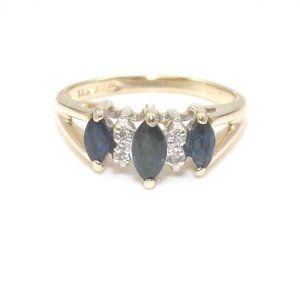 14K Yellow Gold Ring Alwand Vahan Natural Sapphire Diamond Size 6.75